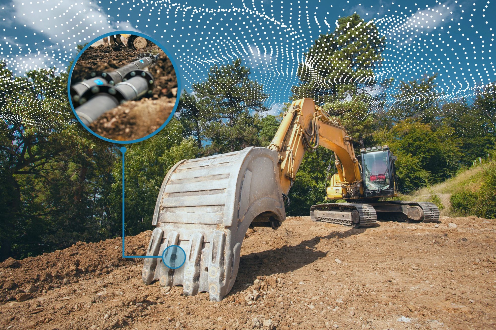 Forklift with pipe below